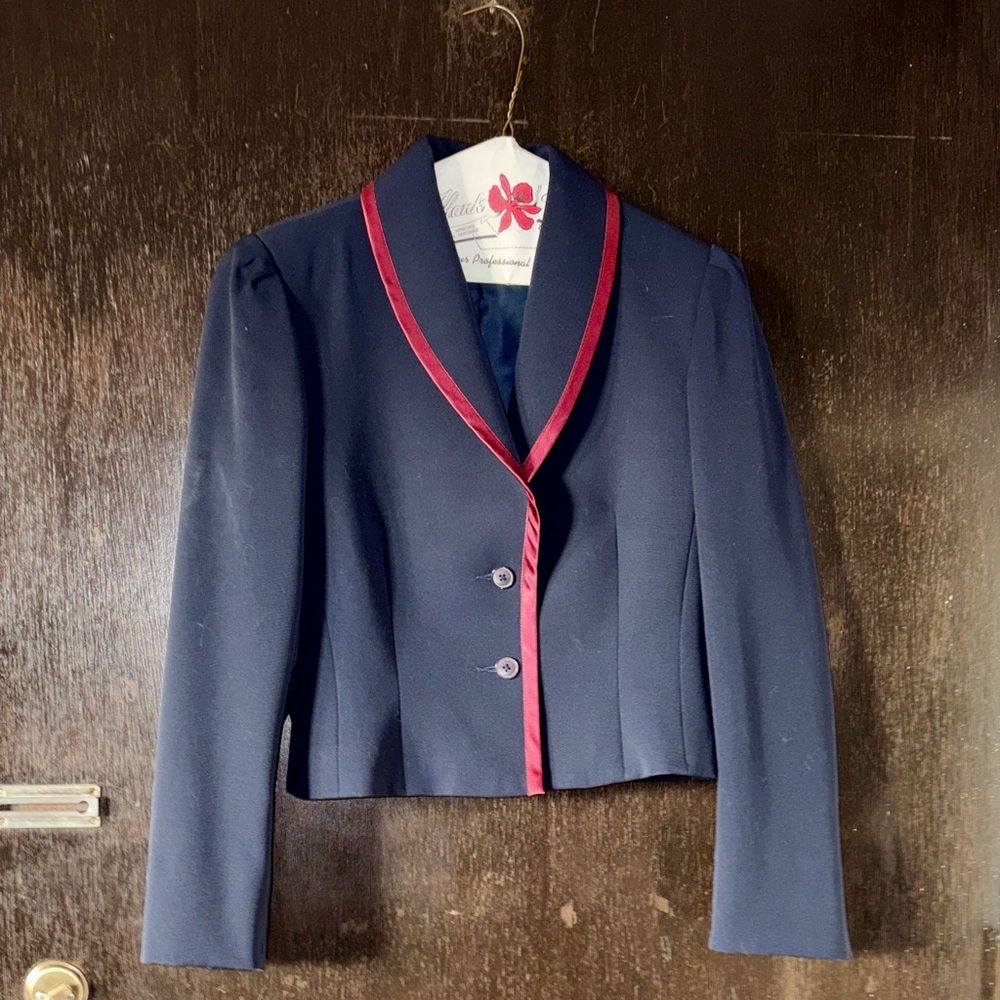 Vintage Diane Von Furstenberg Cropped Navy Wool Blazer